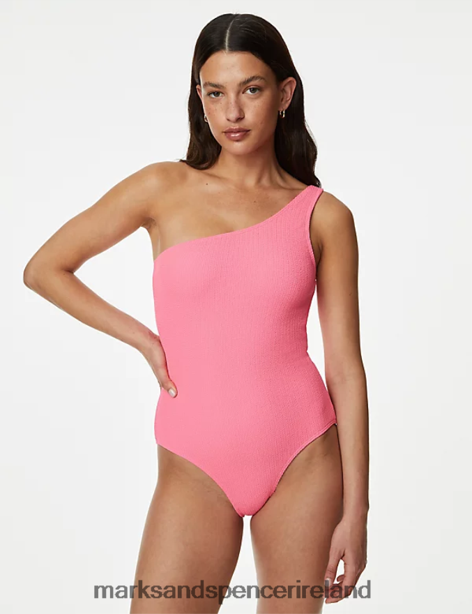 Marks & Spencer Women Textured One Shoulder Swimsuit Bubblegum Swimwear & Beachwear 2VJ8DF1805
