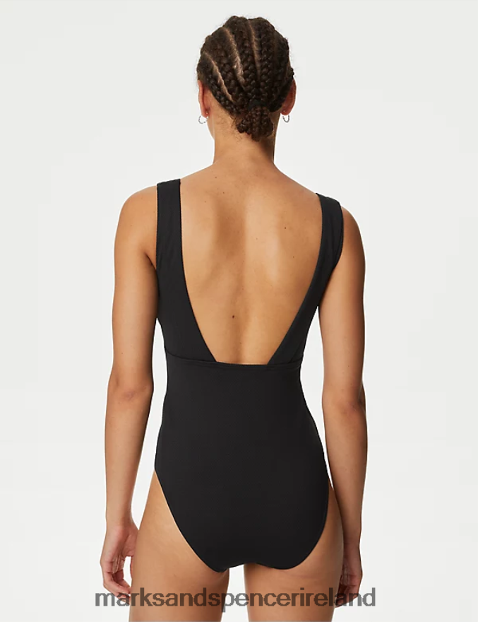 Marks & Spencer Women Tummy Control Padded Plunge Swimsuit Black Swimwear & Beachwear 2VJ8DF1984